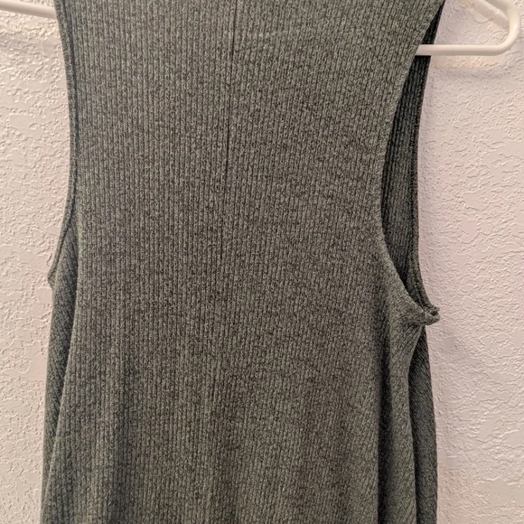 Sleeveless Olive Green Knit Mini Dress - Picture 7 of 8